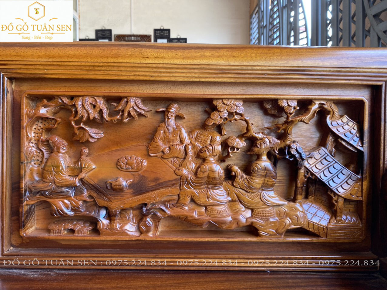 Mua trường kỷ gỗ gụ ta chạm tích của đồ gỗ Tuân Sen : 